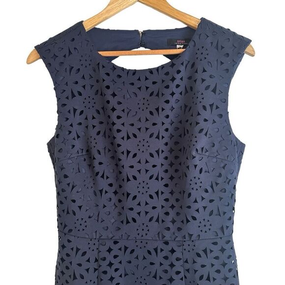 Trina Turk Navy Blue Carousal Laser Cut Back Cutout Sheath Dress NWT - Picture 3 of 7